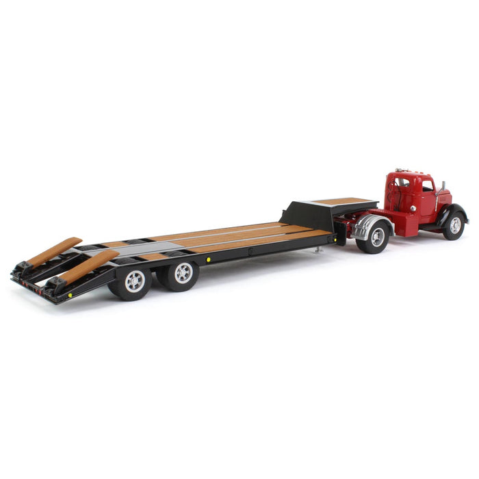 1/50 Red International KB-8 with Tandem Axle Lowboy Trailer