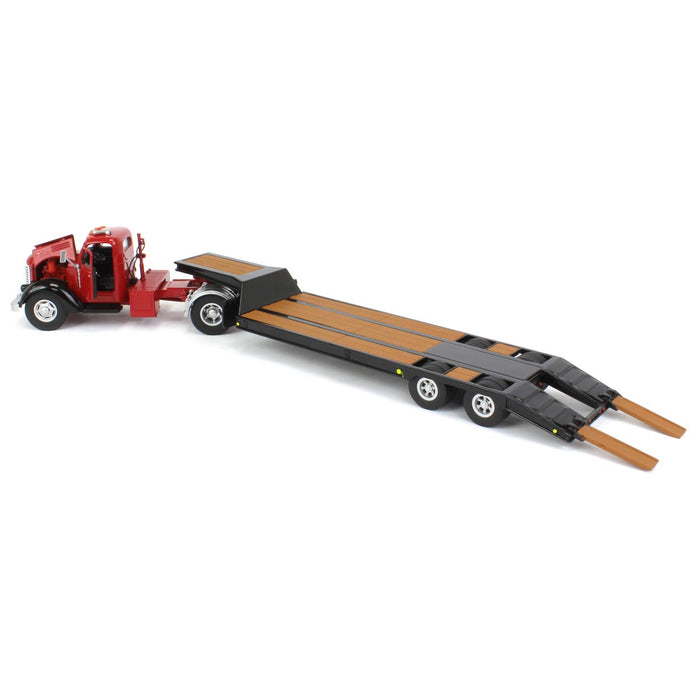 1/50 Red International KB-8 with Tandem Axle Lowboy Trailer