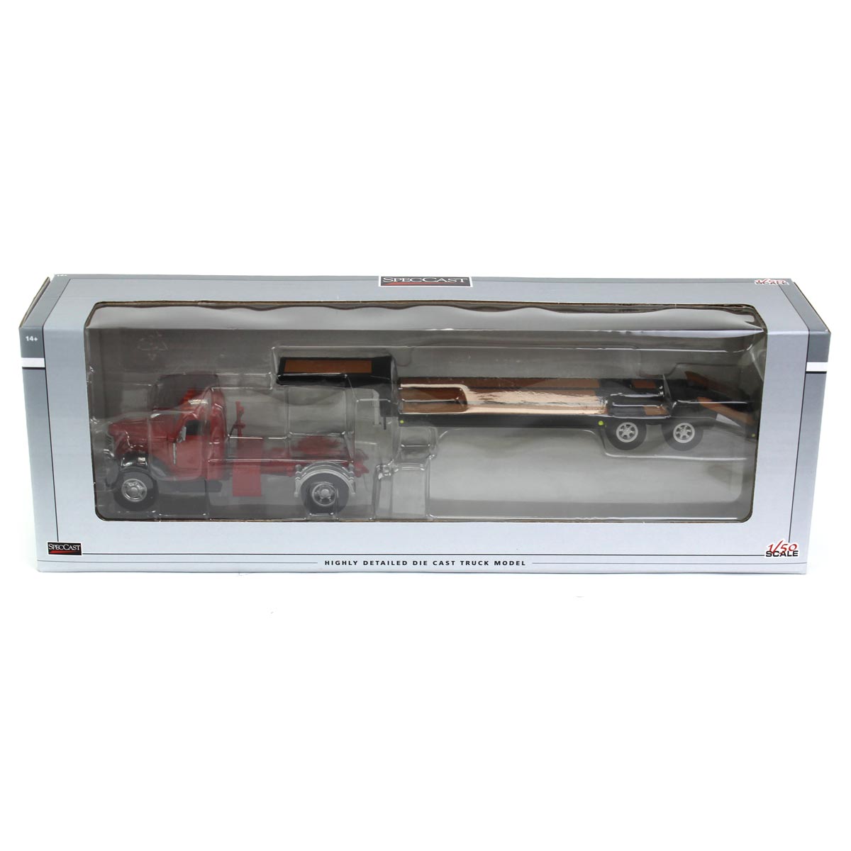 絶版　Lowboy Trailer ミニカー 模型1/50 1/50 Red International KB-8 with Tandem Axle Lowboy Trailer