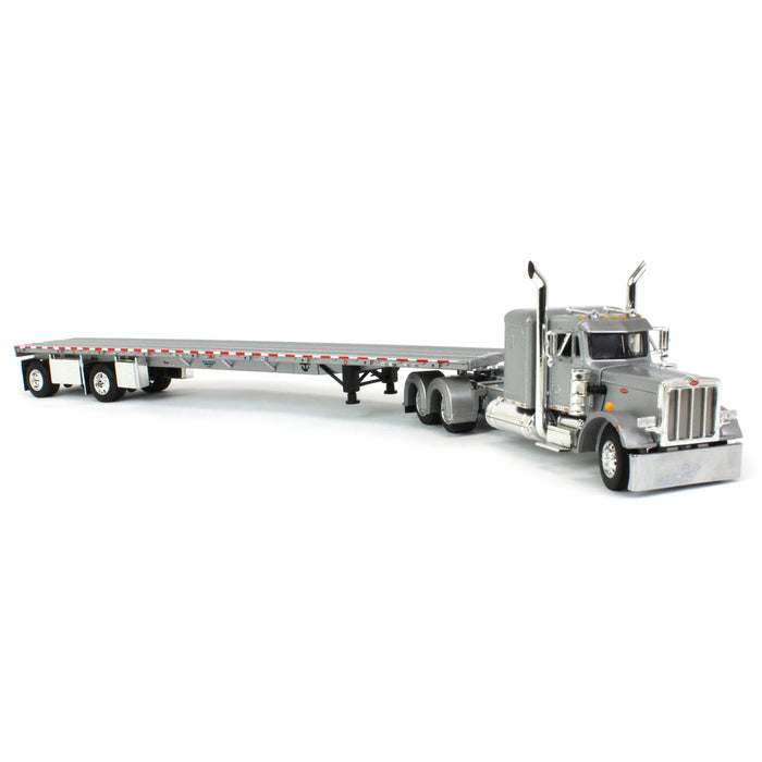 1/64 Silver Peterbilt 359 36in Flattop Sleeper w/ 53ft Wilson Roadbrute Flatbed Trailer, DCP by First Gear