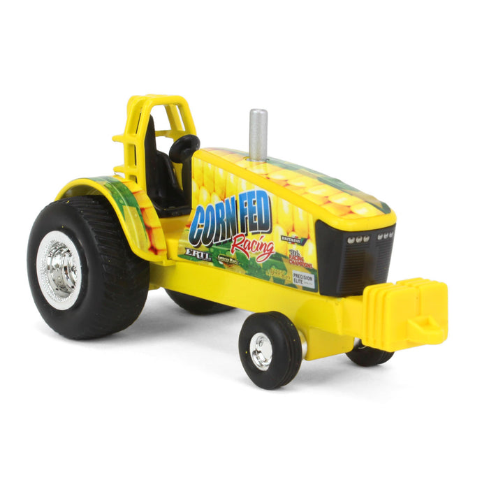 1/64 Corn Fed Racing Yellow Pulling Tractor, ERTL Collect N Play