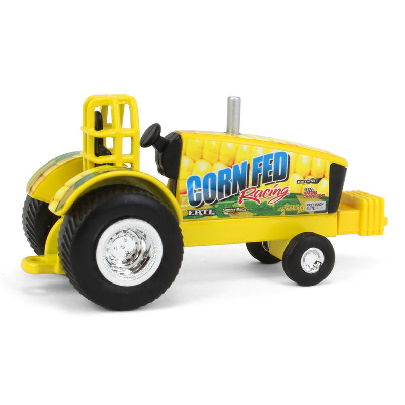 1/64 Corn Fed Racing Yellow Pulling Tractor, ERTL Collect N Play