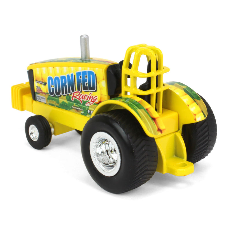 1/64 Corn Fed Racing Yellow Pulling Tractor, ERTL Collect N Play