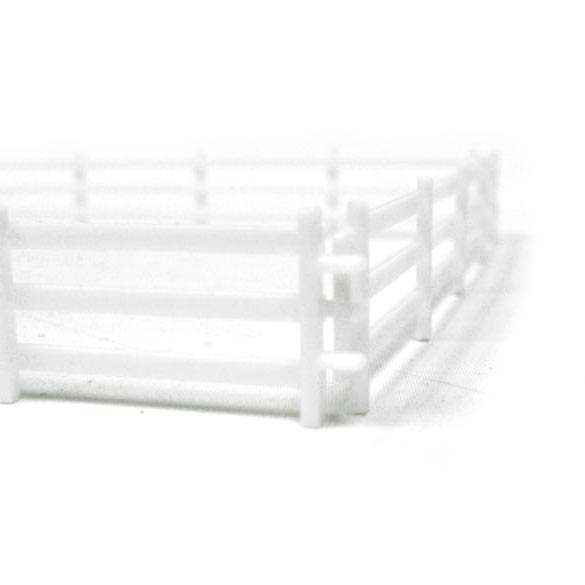 1/64 White 3 Rail Fence 6in Sections, 6 Pack