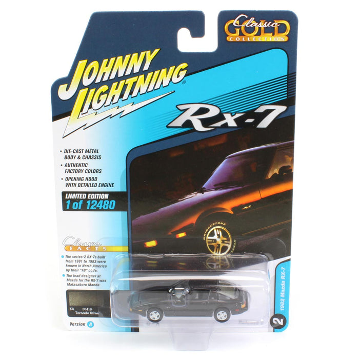 1/64 Johnny Lightning Classic Gold 1982 Mazda RX-7, Tornado Silver Metallic