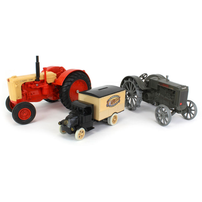 Lot of (3) JI Case Items - (2) Tractors & (1) Truck Bank - SOLD AS-IS