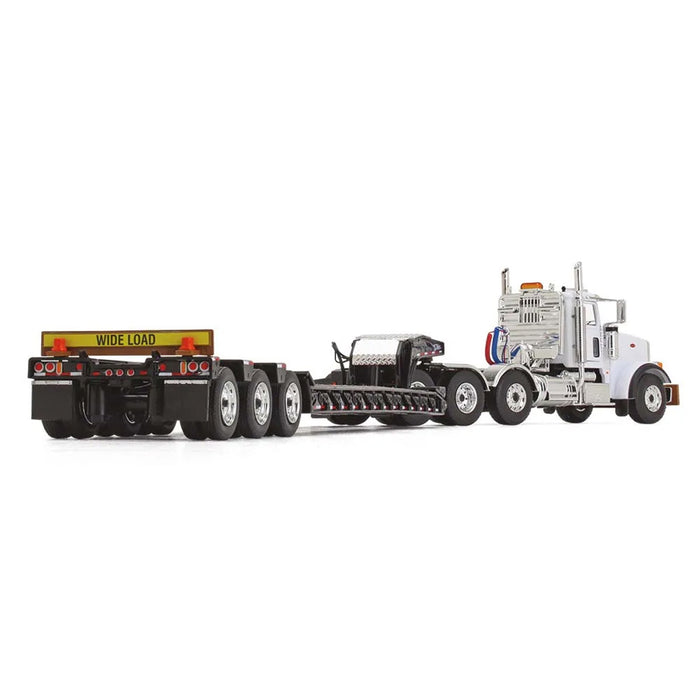 1/50 White Peterbilt 367 w/ Black Talbert 55SA Tri-Axle Lowboy Trailer