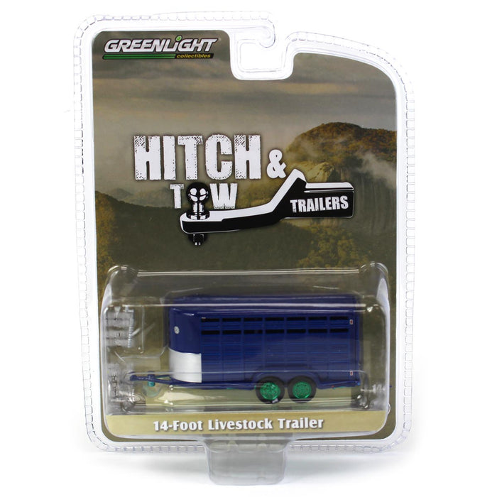 Chase Unit ~ 1/64 14ft Bumper Hitch Livestock Trailer, Dark Blue, Hitch & Tow Trailers