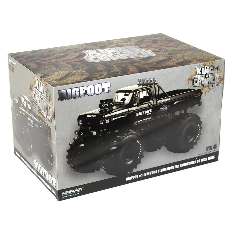 1/18 1974 Ford F-250 Monster Truck, Bigfoot #1, Black Bandit, 66 inch Tires