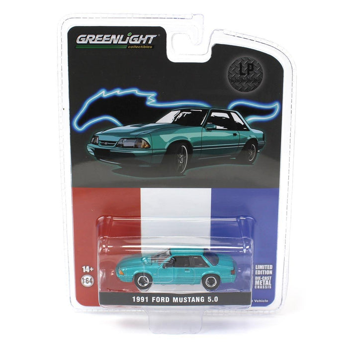 1/64 1991 Ford Mustang 5.0 Calypso Green Coupe, LP Diecast Exclusive