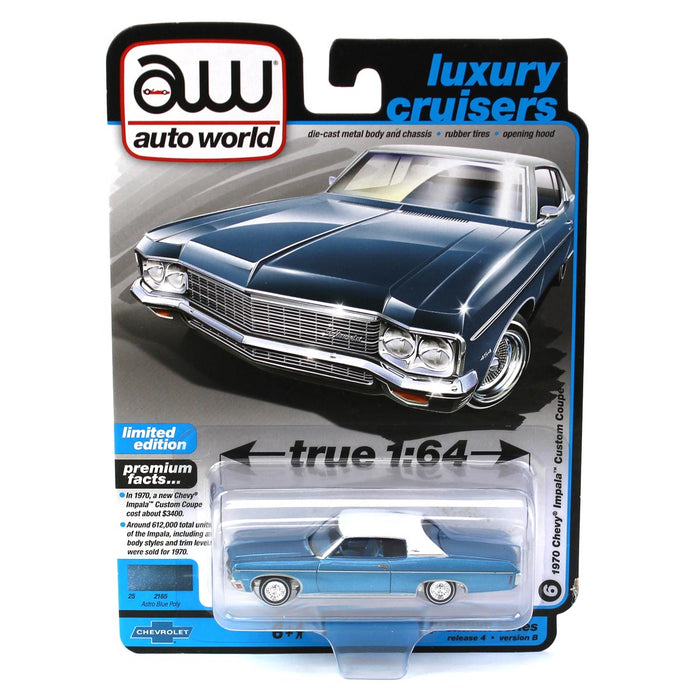 1/64 Auto World 2022 Release 4B, Luxury Cruisers - 1970 Chevrolet Impala, Astro Blue