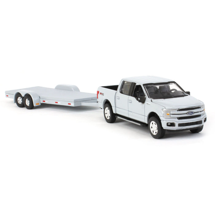 1/64 Limited Edition Stone Gray 2019 Ford F-150 with Gray Trailer by Auto World