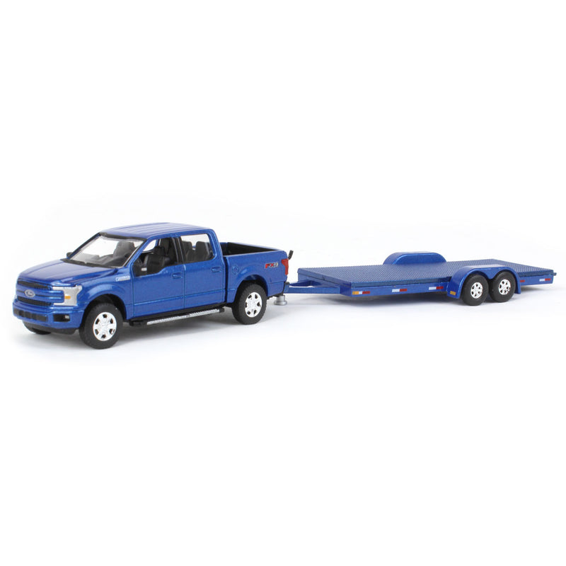 1/64 Metallic Blue 2019 Ford F-150 with Trailer by Auto World, Limited Edition