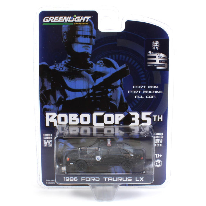 1/64 1986 Ford Taurus LX, Weathered Detroit Metro West Police, Robocop, Anniv Collection Series 15