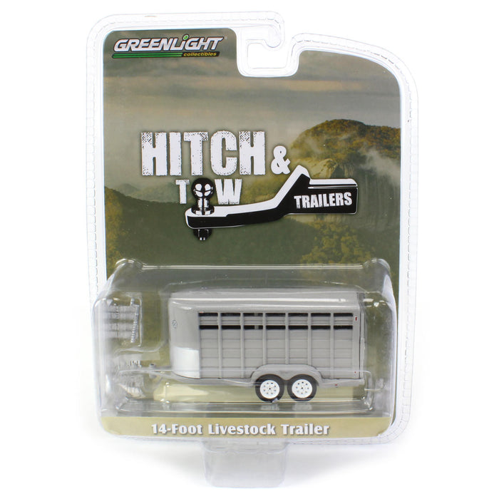 1/64 14ft Bumper Hitch Livestock Trailer, Gray, Hitch & Tow Trailers