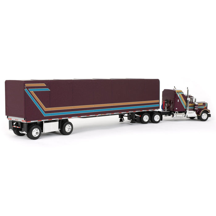 1/64 Plum Kenworth W900A with Aerodyne Sleeper & 53ft Utility Roll Tarp Trailer, DCP by First Gear