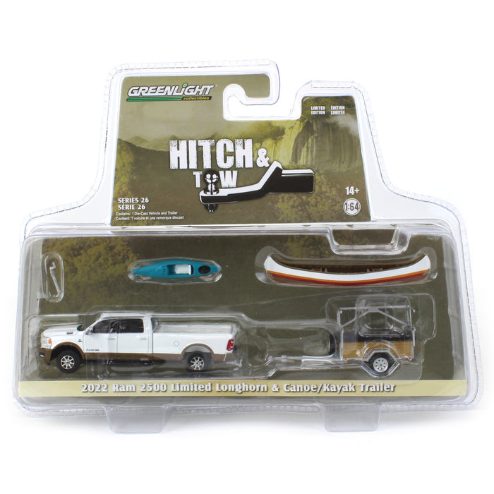 1/64 2022 Ram 2500 Longhorn with Canoe Trailer, Hitch & Tow Series 26