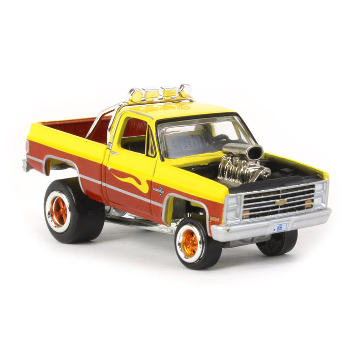 1/64 1985 Chevrolet Silverado, Golden Yellow, Zingers by Johnny Lightning