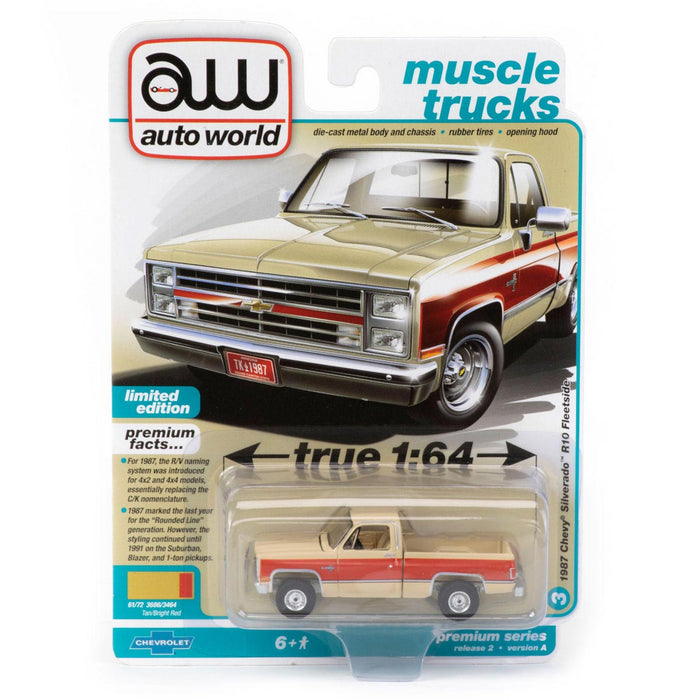 1/64 Tan & Red 1987 Chevrolet Silverado by Auto World