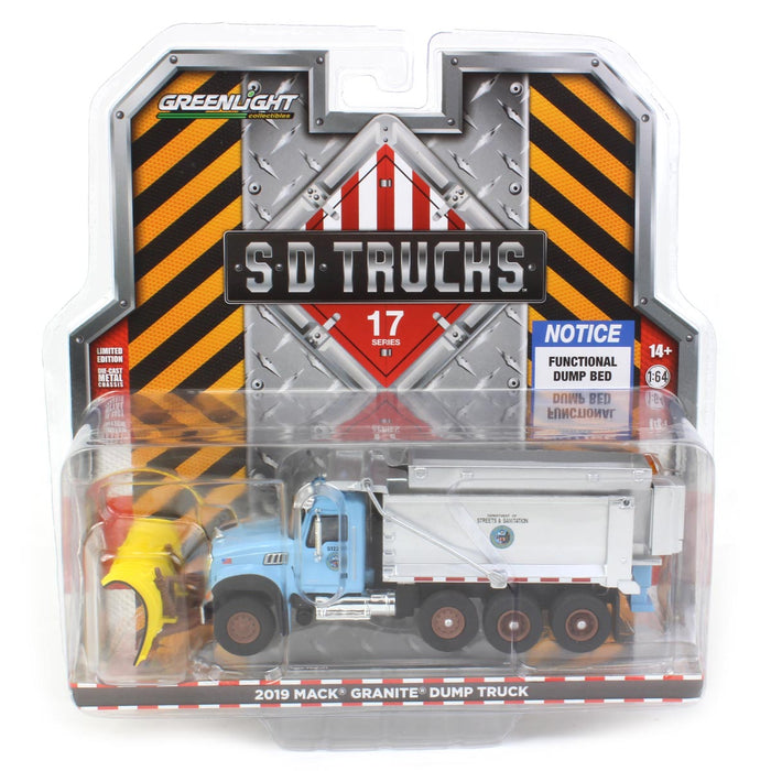 1/64 2019 Mack Granite Dump Truck with Snow Plow & Salt Spreader, SD Trucks Series 17