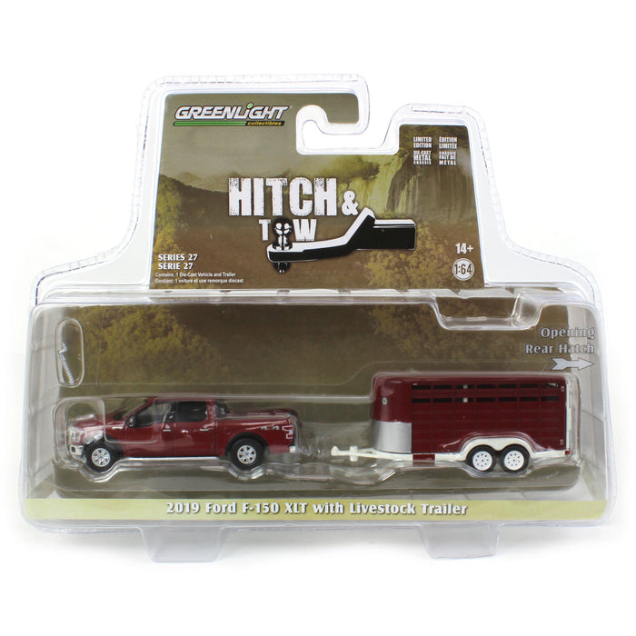 1/64 2019 Ford F-150 XLT with Livestock Trailer, Hitch & Tow Series 27