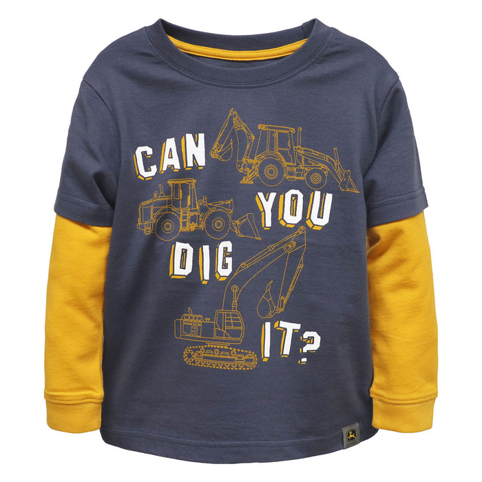 Toddler John Deere Can You Dig It Construction Equipment Long Sleeve Shirt