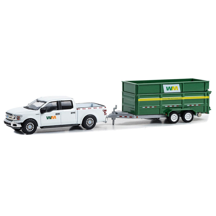 1/64 2018 Ford F-150 SuperCrew Waste Management with Double-Axle Dump Trailer, Hitch & Tow Series 29