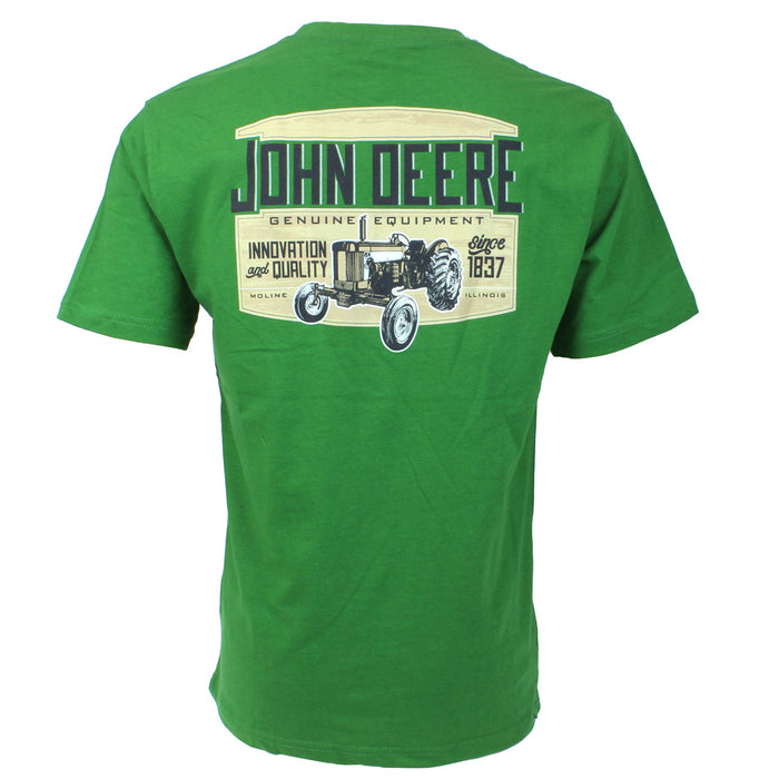 Adult John Deere Farming Equipment Vintage Green & Cream Short Sleeve T-Shirt
