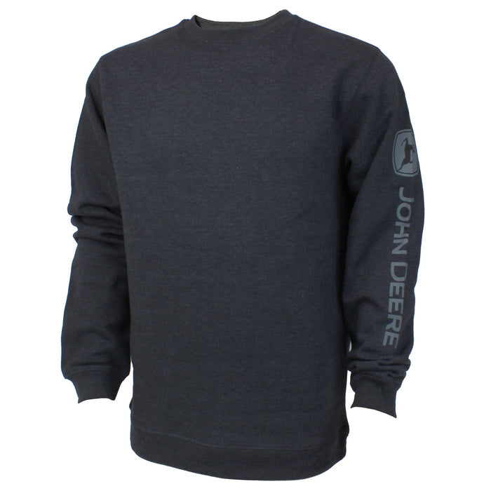 John Deere Logo Sleeve Printed Black Crewneck Sweatshirt