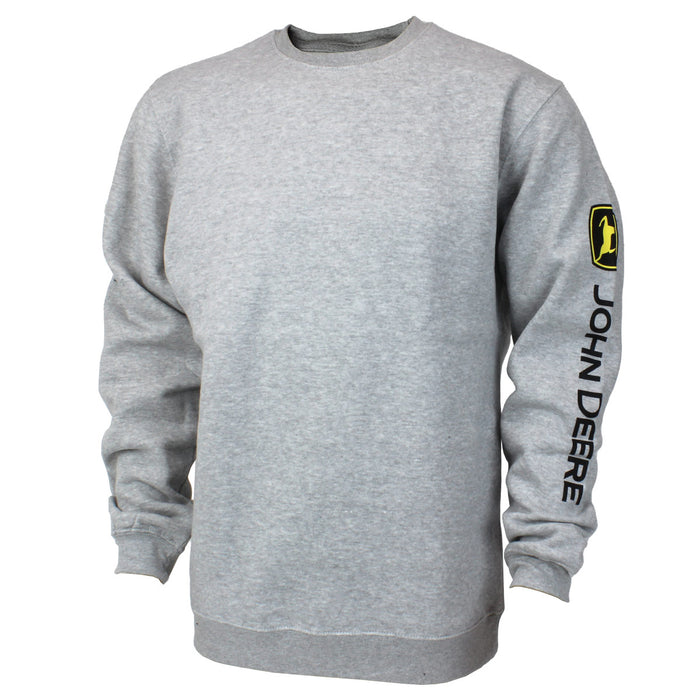 John Deere Logo Sleeve Printed Gray Crewneck Sweatshirt