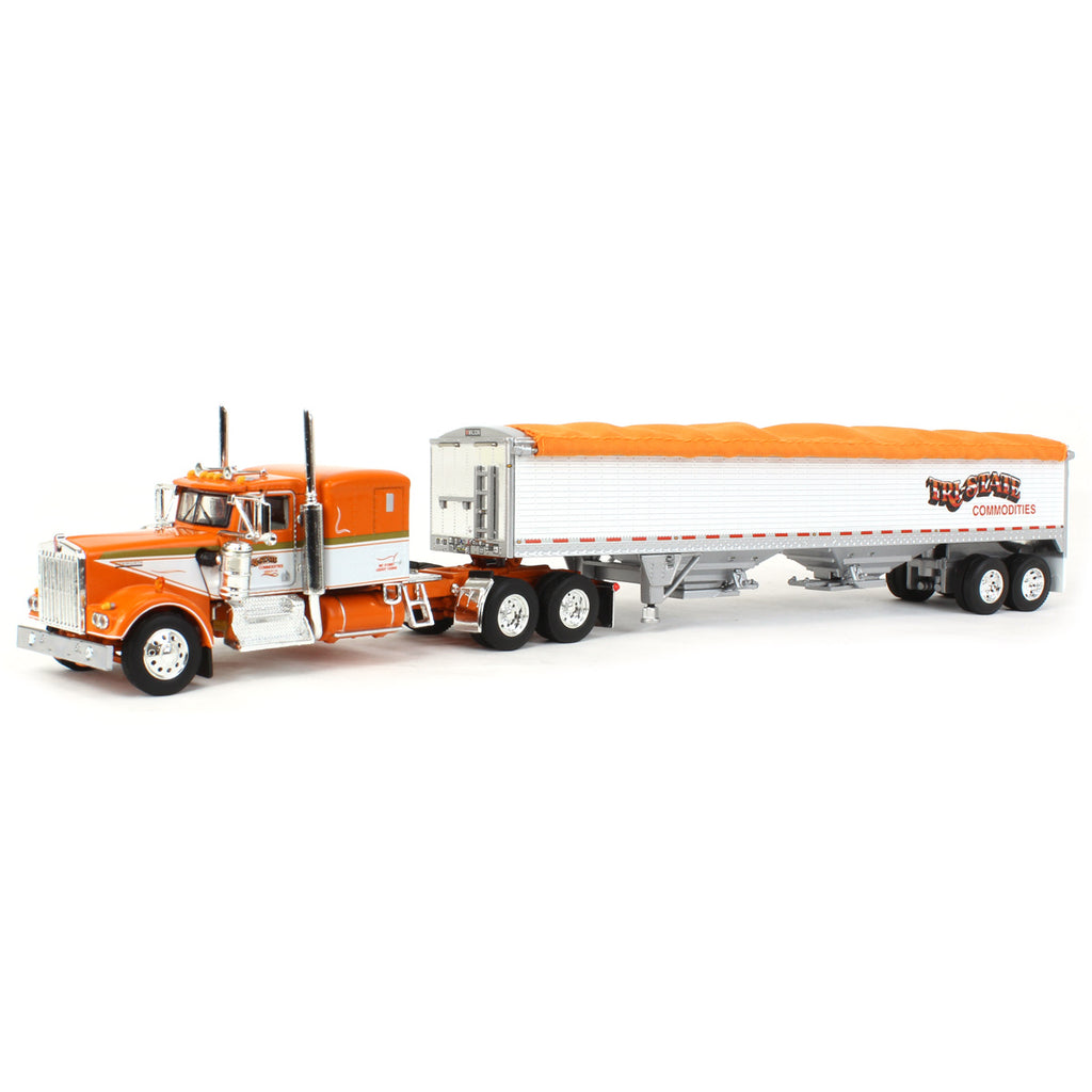 60-1579 DCP 1/64 Orange & White Kenworth W900A w/ High Side Grain