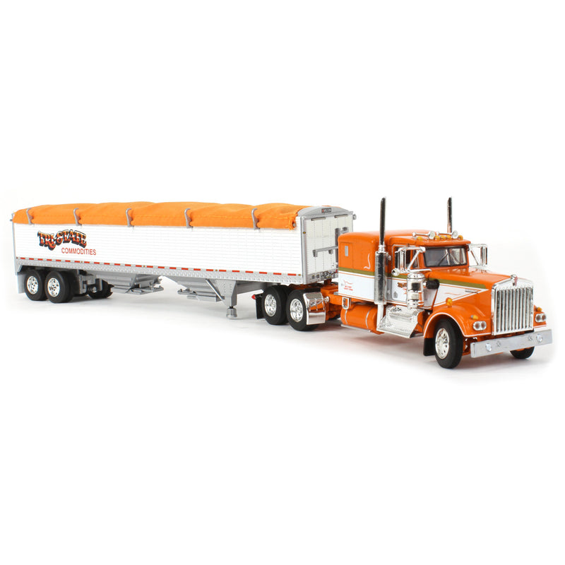1/64 Orange & White Kenworth W900A w/ High Side Grain Trailer, Tri-State Commodities, DCP by First Gear