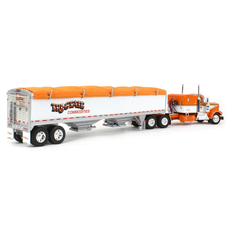 1/64 Orange & White Kenworth W900A w/ High Side Grain Trailer, Tri-State Commodities, DCP by First Gear