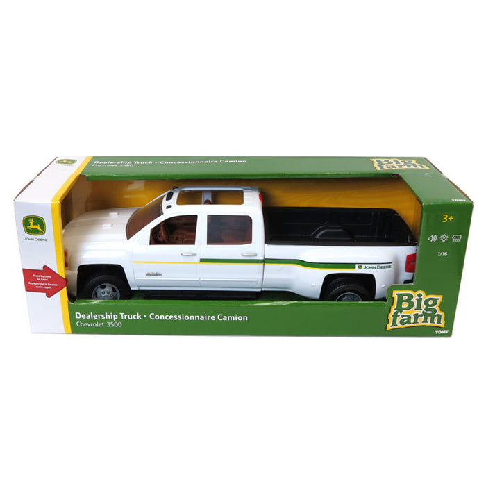 (B&D) 1/16 ERTL Big Farm Chevrolet 3500 John Deere Dealership Dually Pickup Truck - Damaged Box