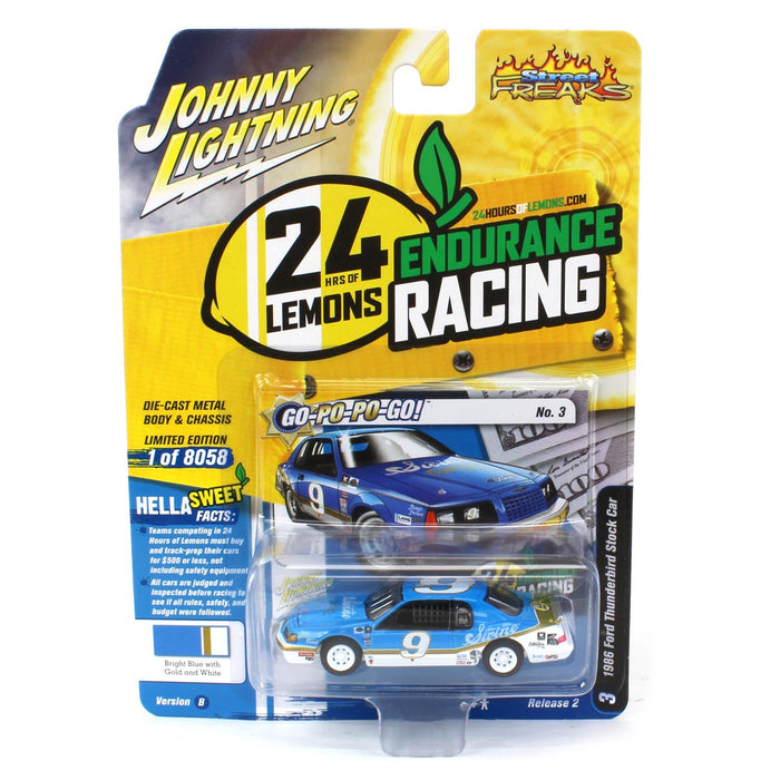 1/64 Johnny Lightning Street Freaks 2022 Release 2B-1986 Ford Thunderbird Stock Car, 24hrs of LeMons