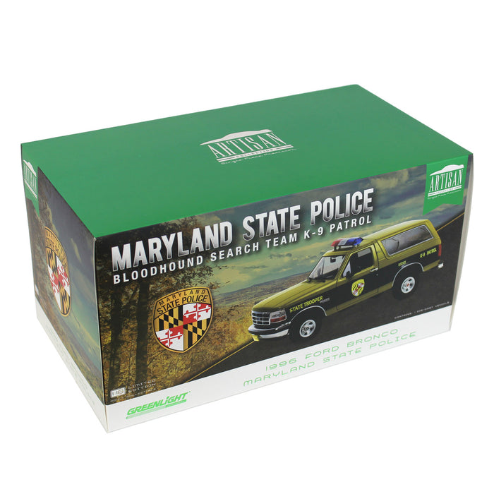 1/18 1996 Ford Bronco XLT Maryland State Police State Trooper, Artisan Collection