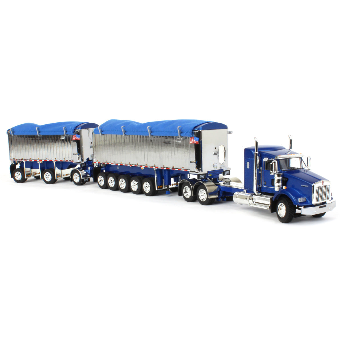 1/64 Blue/Chrome Kenworth T800 w/ Chrome East Genesis II End Dump