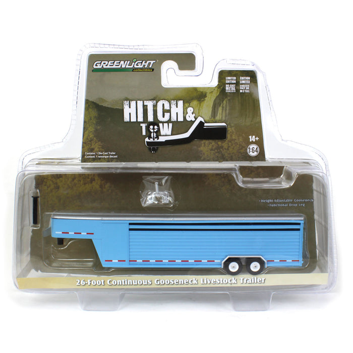 1/64 26ft Continuous Gooseneck Trailer, Light Blue, Hitch & Tow Trailers