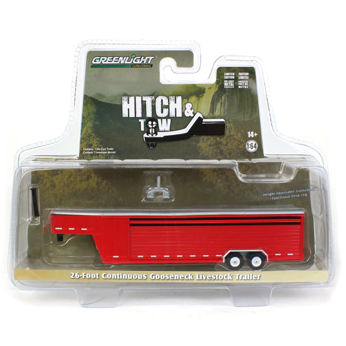 1/64 26ft Continuous Gooseneck Trailer, Red, Hitch & Tow Trailers