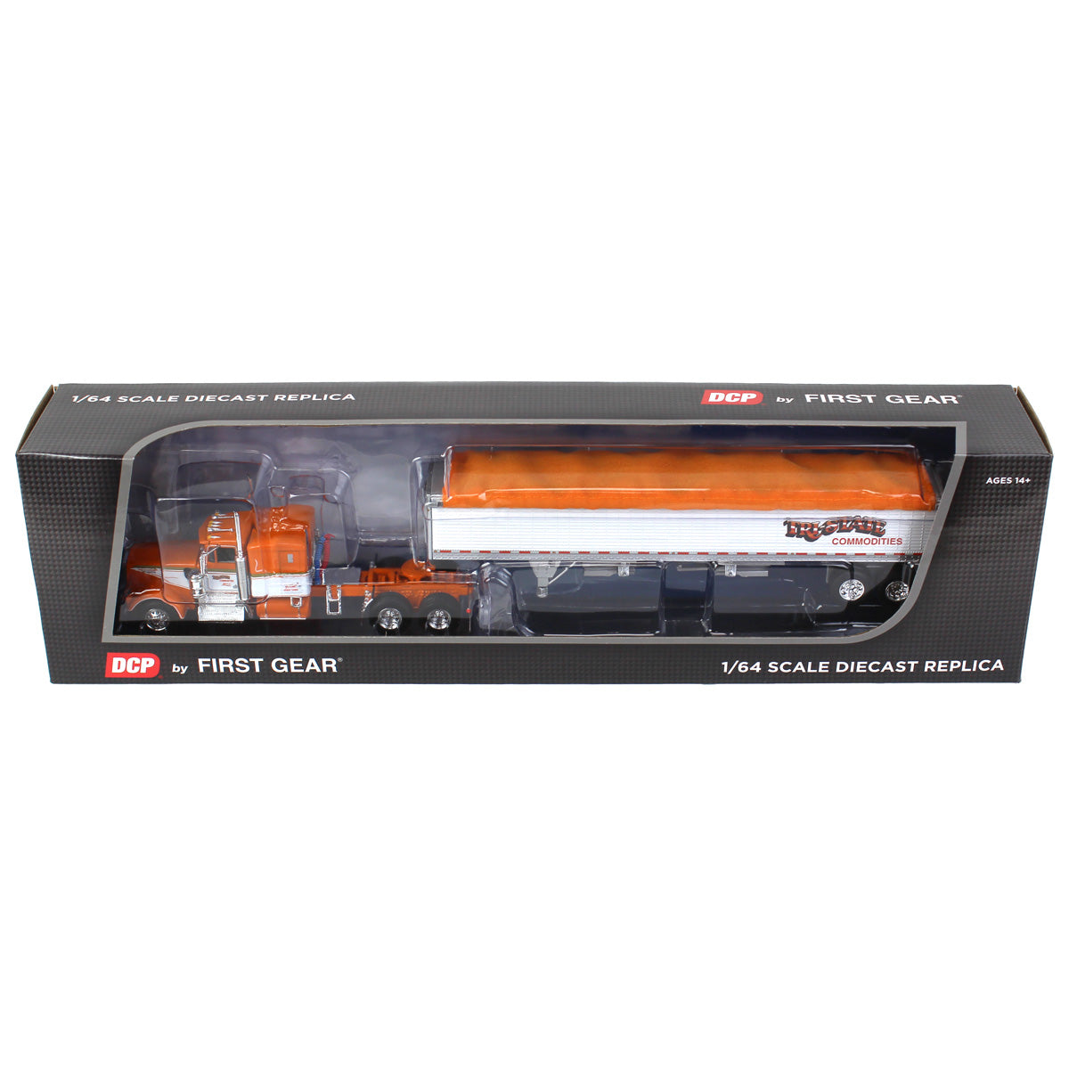 60-1579 DCP 1/64 Orange & White Kenworth W900A w/ High Side Grain