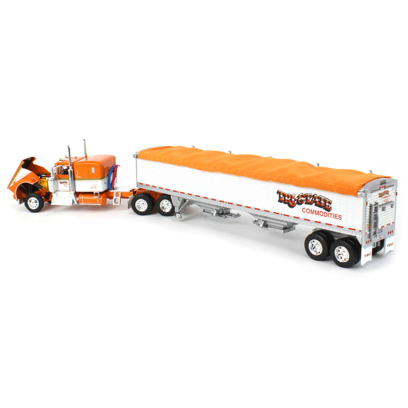 1/64 Orange & White Kenworth W900A w/ High Side Grain Trailer, Tri-State Commodities, DCP by First Gear