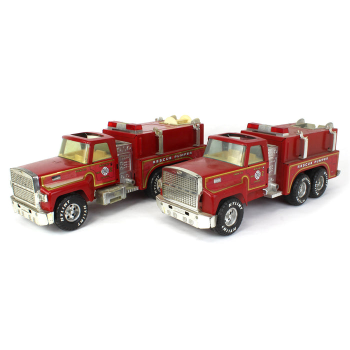 Set of (2) Nylint Fire Department Rescue Pumpers, Missing Pieces - SOLD AS-IS