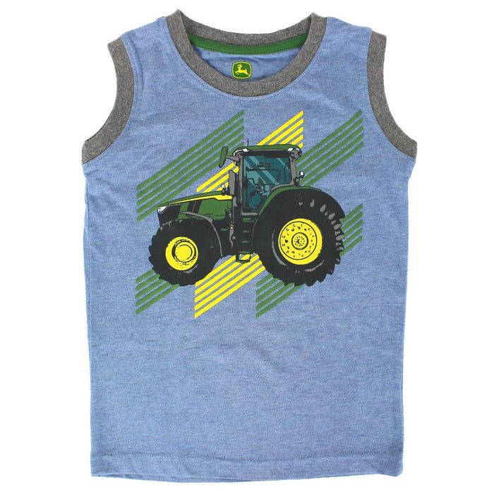 Children's John Deere Tractor Lines Blue Muscle T-Shirt