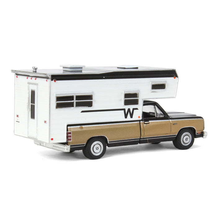 1/64 1990 Dodge Ram D-250 Royal SE with Winnebago Camper, Black and Sand