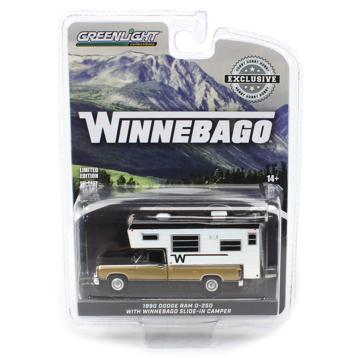 1/64 1990 Dodge Ram D-250 Royal SE with Winnebago Camper, Black and Sand