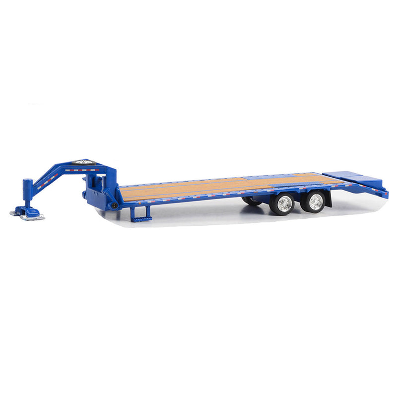 1/64 Gooseneck Trailer, Blue with Red & White Conspicuity Stripes, GreenLight Hobby Exclusive