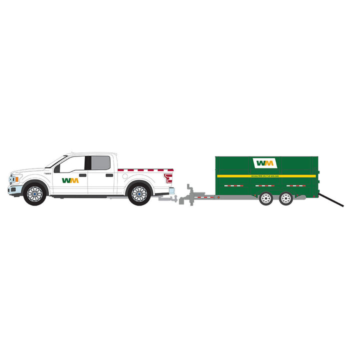 1/64 2018 Ford F-150 SuperCrew Waste Management with Double-Axle Dump Trailer, Hitch & Tow Series 29