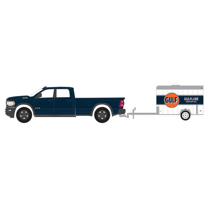 1/64 2023 Dodge Ram 2500 Gulf Oil with Small Gulftube Motor Oil Cargo Trailer, Hitch & Tow Series 29