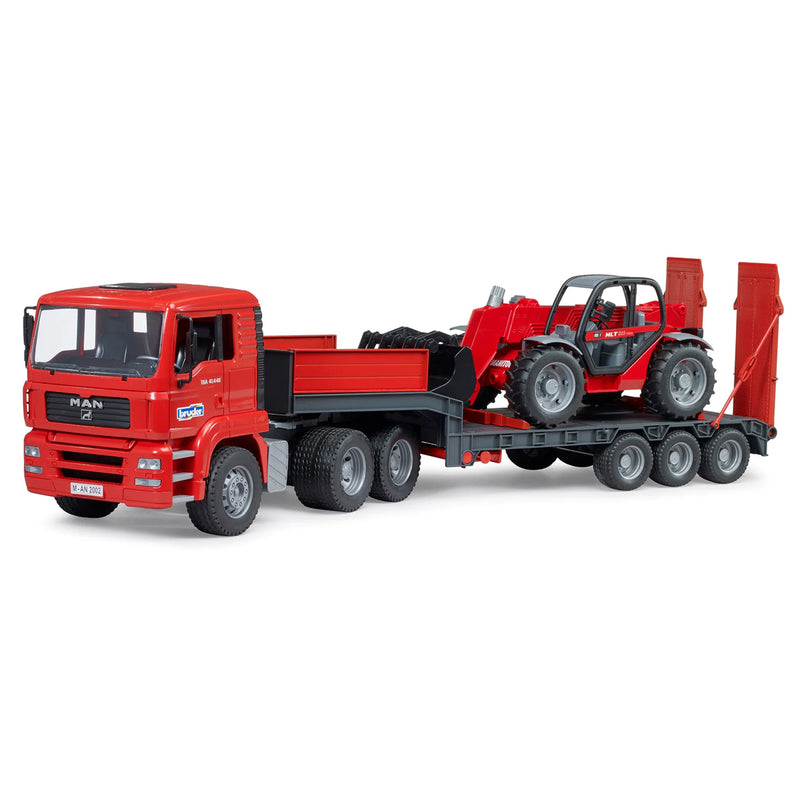 1/16 Man TGA Low Loader Truck with Manitou MLT633 Telescopic Loader by Bruder