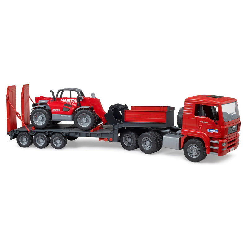 1/16 Man TGA Low Loader Truck with Manitou MLT633 Telescopic Loader by Bruder